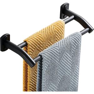 Black Double Towel Bar, Hand Towel Rack for Bathroom Wall Mounted Towel Hanger, Matte Black Bath Towel Rod,12 Inch