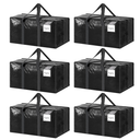 6 Pack Extra Heavy Duty Large Moving Bags with Strong Zipper & Comfortable Handles, Sturdy & Durable Clothes Storage Bags Totes Bins, Packing Moving Boxes for College Supplies, Black