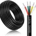 DEKIEVALE 18 Gauge 5 Conductor Electrical Wire, 8FT 18AWG Black PVC Stranded Tinned Copper 5 Wire Cable, 18/5 Flexible Extension Cable for LED Lamp Lighting, Automotive, Speaker, Access Control