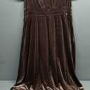 Simplee Women's Formal Velvet Maxi Dress Fall Winter V Neck Floral Short Sleeve Empire Waist Wedding Guest Dresses, XL