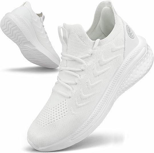 Pujcs Women Shoes Lightweight Tennis Shoes Non Slip Gym Workout Shoes Breathable Mesh Walking Womens Sneakers 46 White