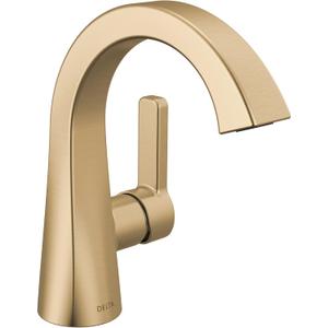 Delta Lineax Brushed Gold Bathroom Faucet 1 Hole, Single Hole Bathroom Sink Faucet for Vanity, Metal Push-Pop Drain Assembly, Champagne Bronze 562SH-CZMPU-DST