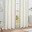 Natural Linen Curtains for Living Room Tassel Border Semi Sheer Boho Curtain Panels Light Filtering Linen Textured Window Treatments Set,2 Panels 40 x 95 InchesRod Pocket
