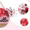 Valentine's Day Wooden Wreaths Sign with Artificial Berry Decoration, Hearts and Buffalo Bow Farmhouse Entrance Outdoor Art Wall Decor