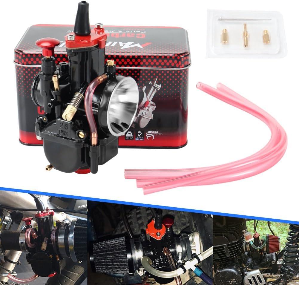 PWK28 Carburetor 28mm PWK Racing Carb Jet Kit for 75cc-125cc Engine High Performance Motorcycle Carburetor Universal for 2T 4T Engine Dirt Bike Motocross Scooter ATV Quad