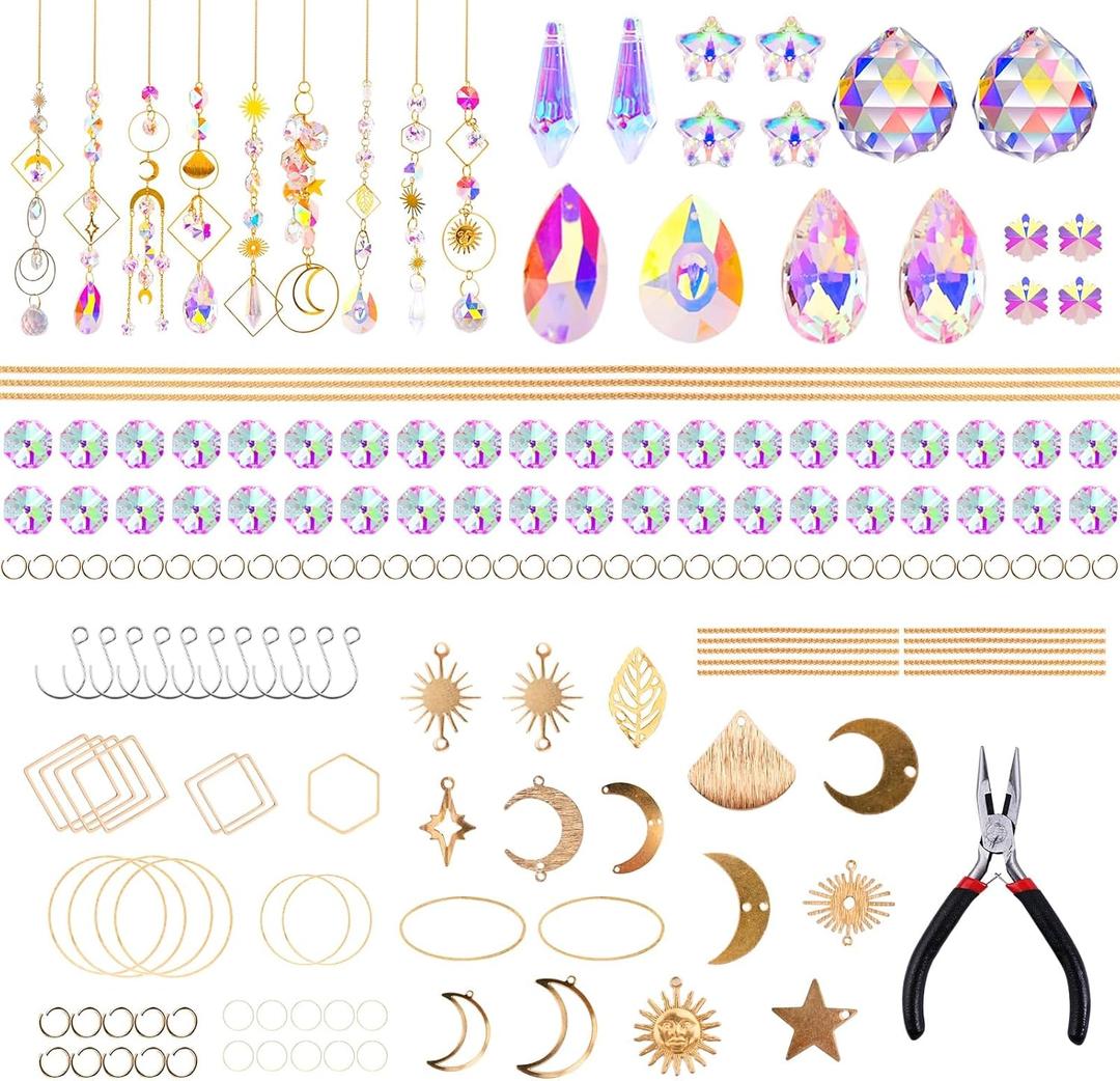 Felixcraft Suncatcher Kit, Crystal Suncatcher Making Kit with 56 Suncatcher Beads & 180 Pcs DIY Accessories, Great Craft Kit for Adult to Make Suncatchers for Windows Hanging, Medium Felixcraft Suncatcher Kit, Crystal Suncatcher Making Kit with 56 Suncatcher Beads & 180 Pcs DIY Accessories, Great Craft Kit for Adult to Make Suncatchers for Windows Hanging, Medium