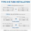 Brtstiun T8 LED Bulbs 4 Foot, LED Tube Light 24W 3200LM, 5000K Daylight White, Clear Lens, G13 Base Fluorescent Bulbs Replacement, Type A+B Plug & Play/Ballast Bypass, Non-Dimmable, 2-Pack