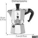 Bialetti - Moka Express: Iconic Stovetop Espresso Maker, Makes Real Italian Coffee, Moka Pot 1 Cup (2 Oz - 60 Ml), Aluminium, Silver