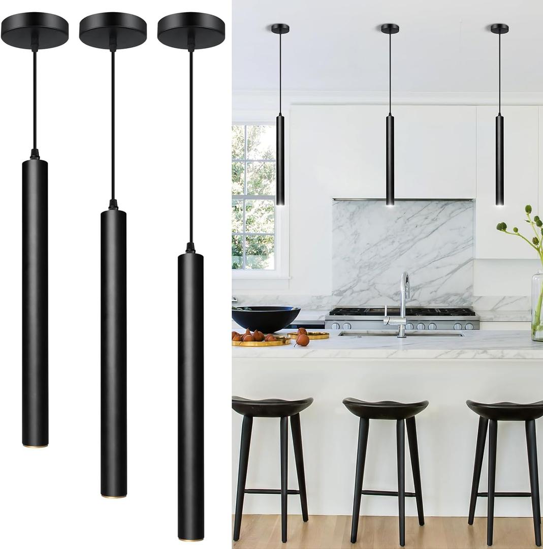OKELI Modern Pendant Lights 4000K LED Dimmable Pendant Light Fixtures Pendant Lighting for Kitchen Island,Bar,Bedroom, 15inch, 10W, ETL, 3Pack