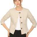 Allegra K Women's Blazers Casual Jackets Long Sleeve Button Down Cropped Blazer Work Office Business Jacket. M