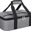 Insulated Casserole Carrier, Portable Casserole Carrier for Hot or Cold Food Lunch Tote Warmer or Cooler Bag, Lasagna Lunch Bag for Potluck Parties- Fits 9" x 13" Baking Dish-Grey 