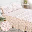 Sleepdown Queen Cotton Percale Bed Linen Set, 4Pcs, 100% Long Staple, Ultra Soft, Deep Pocket, Breathable, Floral Print, Includes Fitted & Flat Sheets, 2 Pillowcases (Sweet Ditsy Floral)