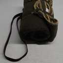 Walden Backyards Fireside Wool Blanket with Leather Carrying Strap (Olive Green with Brown Leather Carrier)