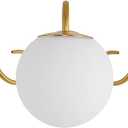 3 Lights Vintage Bathroom Vanity Light Fixtures Over Mirror, Brushed Gold Vanity Lights For Bathroom With Milk White Glass Globe Shade, Wall lights For Bedroom, Hallway, Dressing Table,Includ G9 Bulbs