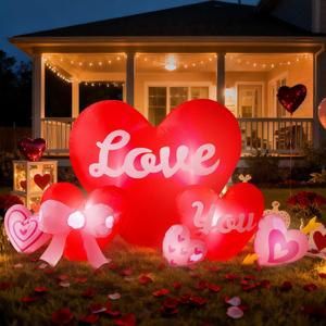 WINTS 7.5 FT Valentine's Day Inflatable,Love Hearts Inflatable Blow Up Yard Decorations with Build-in LEDs Lighted for Valentines Day Wedding Outdoor Indoor Lawn Garden Decor