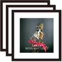 16x16 Frame Black With Mat 12x12 Solid Wood Picture Frames Wall Mounting (3 pack, 16x16 Inch)