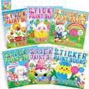 4 PCS Easter Sticker Paint Books for Kids Ages 4-8 Easter Reusable Sticker by Number Books Eggs Bunny Chick Themed Activity Puzzle Book Craft Art Birthday Party Favor Gifts Basket Stuffers 32 Pictures
