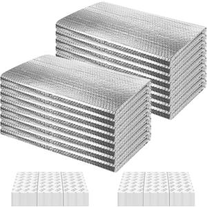 16P Garage Door Insulation Panels Kit 0.24" T Double Bubble Reflective Aluminum Foil 6MM Sheet Thermal Pre-Cut Insulation Shield 120 Tapes Winter Cold and Summer Heat for Garage Wall (20.5" x 54")