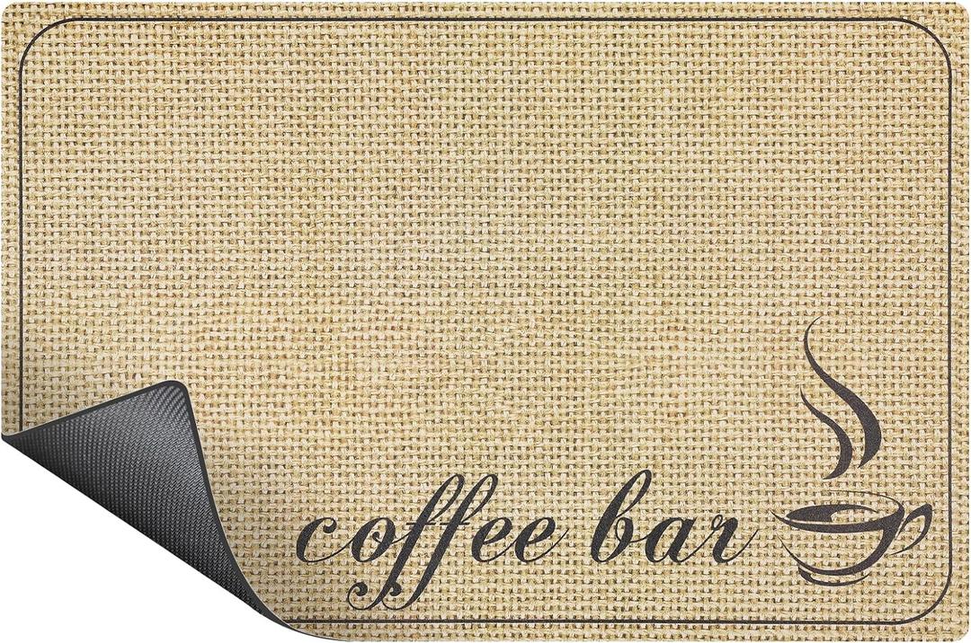 SUEH DESIGN Coffee Mat, Absorbent Dish Drying Mat 19.6 x 11.8 in Quick Dry Coffee Mat Large Drying Mats for Kitchen Counter Coffee Bar, Coffee Bar (11.8" x 19.6")