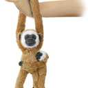 2pcs Monkey Hanging Stuffed Animal Mother with Baby Hangs Plush Toys, Hooks and Stuffed Animals with Rings for Kids, Gifts for Boys and Girls (Brown