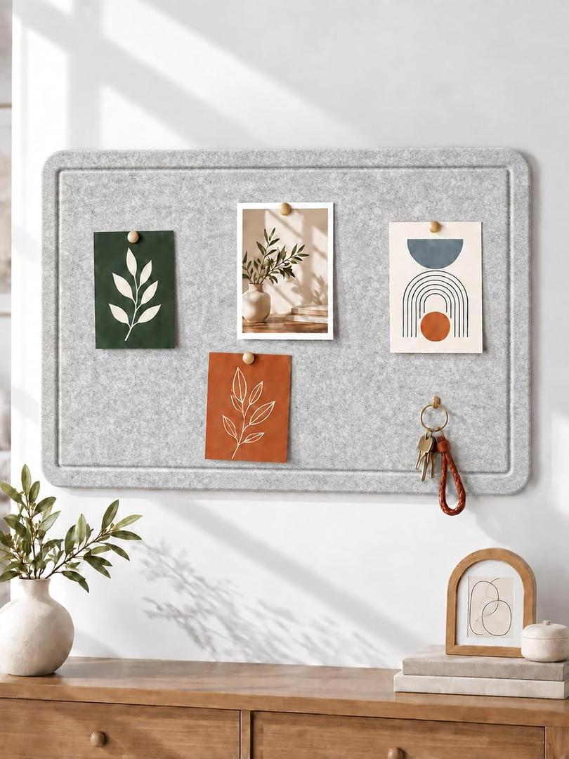 Felt Bulletin Board, 36" x 24" Pin Board for Home & Office, Grey