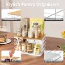 Pantry Organization & Kitchen Storage Containers - Stackable Fruit and Vegetable Storage with Lightweight PP Mat & Bamboo Top for Snacks, Produce,White