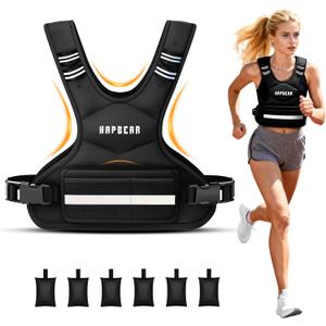 HAPBEAR Adjustable Weighted Vest for Men and Women, 6 Ironsand Weights and Large Pocket Includes kettlebell pouch, Weight Vest for Workout, Strength Training, Running, Walking, Muscle Building, Weight Loss, ( No Size )