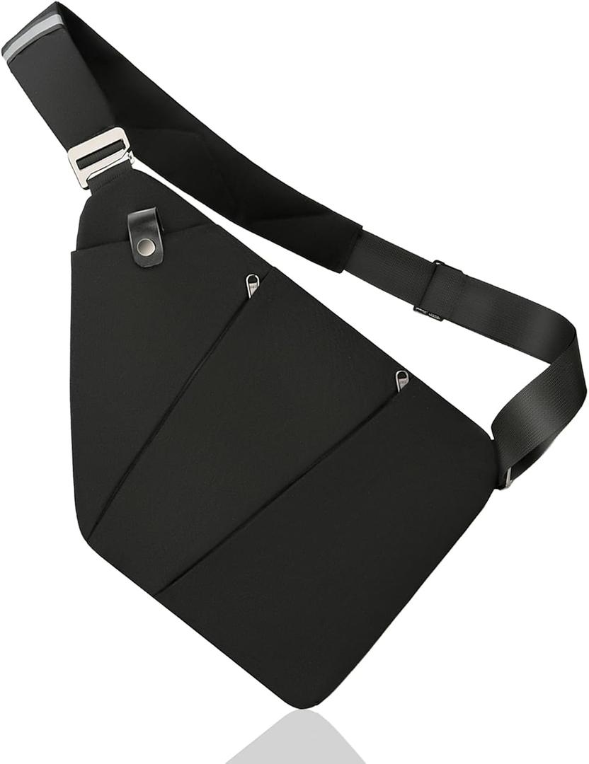 Anti Theft Crossbody Travel Bags Mens Sling Bag Over the Shoulder Bags for Women Gifts for Travelers (Right Shoulder-black)