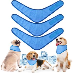 3 Pack Dog Cooling Bandana Instant Chill Out Pet Bandana Adjustable Neck Cooler Heat Dissipation Triangle Scarfs Pet Cooling Collars for Small Medium Large Calming Hot Weather Summer(Blue)