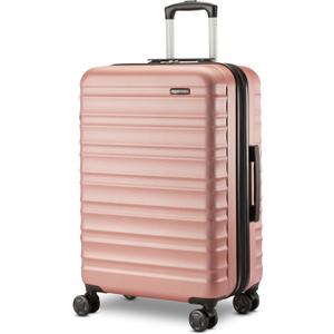 Amazon Basics 26" Hardside Medium Checked Luggage, Expandable Hardshell Suitcase with Telescoping Handle, Scratch-Resistant Surface, Four Multi-directional Wheels, Rose Gold