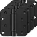 Luxbaro 4 Pack Self Closing Door Hinges 4 Inch, Matte Black Spring Loaded Hinges with 5/8'' Radius Corners, Adjustable Tension for Garage, Front Door, for Left and Right Hand Door, UL Listed
