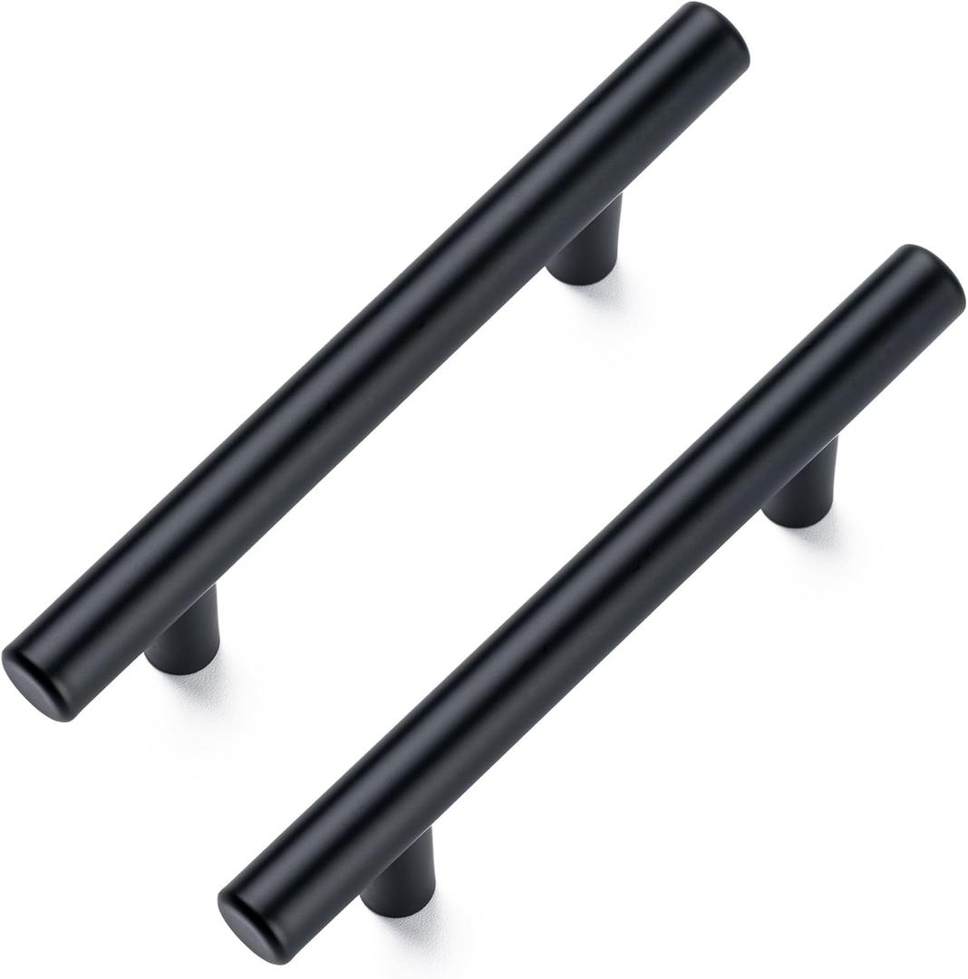 10 Pack Cabinet Pulls Matte Black Stainless Cabinet Handles, for Kitchen and Bathroom Cabinets, 5 Inch Length, 3 Inch Hole Center