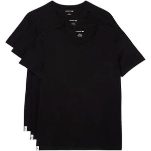 Lacoste Men's 100% Cotton Regular Fit V-Neck T-Shirt, 3-Pack (X-Large, Black)