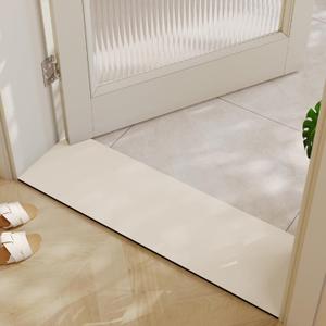 Cuttable Bath Mat for Narrow Spaces - Super Absorbent Doorway Floor Mat, Non-Slip Shower Threshold Rug for Bathroom, Kitchen, Entryway (Ivory, 31''x12'')