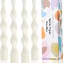9.8 Inch White Spiral Taper Candles Dripless Twisted Taper Candle Handmade from Vegan Soy Wax for Holiday Wedding Party Home Dinner Decoration Party and Any Occasion,Set of 4(White)