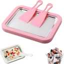 Rolled Ice Cream Maker, At-Home Rolled Ice Cream Machine with Instant Freeze Tray & 2 Scrapers,DIY Fun Family Activity Instant Ice Cream Maker for Yogurt, Sorbet (Pink)