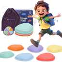 makarci Stepping Stones for Kids,6pcs Toddler Sensory Toys Kids Coordination & Motor Skills Play Indoor and Outdoor, Durable and Nonslip Rubber Rim Balance Stones for Kids Aged 3+, Obstacle Course