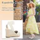 Putu Espadrilles Wedges for Women Closed Toe Wedge Sandals Elastic Ankle Strap Wedge Shoes White Size 7.5