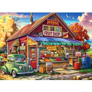 500 Pieces Puzzle for Adults, Country Store Puzzles, Landscape Jigsaw Puzzles, Creative Play Holiday Party Gifts, Fun and Challenging Family Game for Adults Seniors, 20.5x15 in