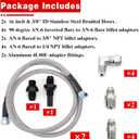 6AN 70" Transmission Cooler Hose Kit Lines Fitting Kit for GM Chevy 1996-2021 4L80E, for Ford C4-C6-AOD, for Turbo 350/400/200-200R4/700R4 4L60 4L60E 4L65E,Stainless Steel Braided Lines