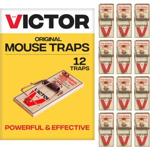 Victor Mouse Traps M150-12, Metal Pedal, Sustainably Sourced FSC Wood, Wooden Mouse Traps - Pack of 12