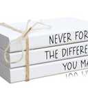 RUKEJUNE Farmhouse Wooden Office Desk Decor - Cute Decorative Books for Shelf Decoration - Inspirational Gifts for Women Men - Never Forget The Difference You Make Sign