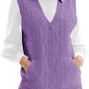 Womens’Knit Sweater Vest V Neck Sleeveless Cardigan Button Down Sweater Pocket Outwear Tops