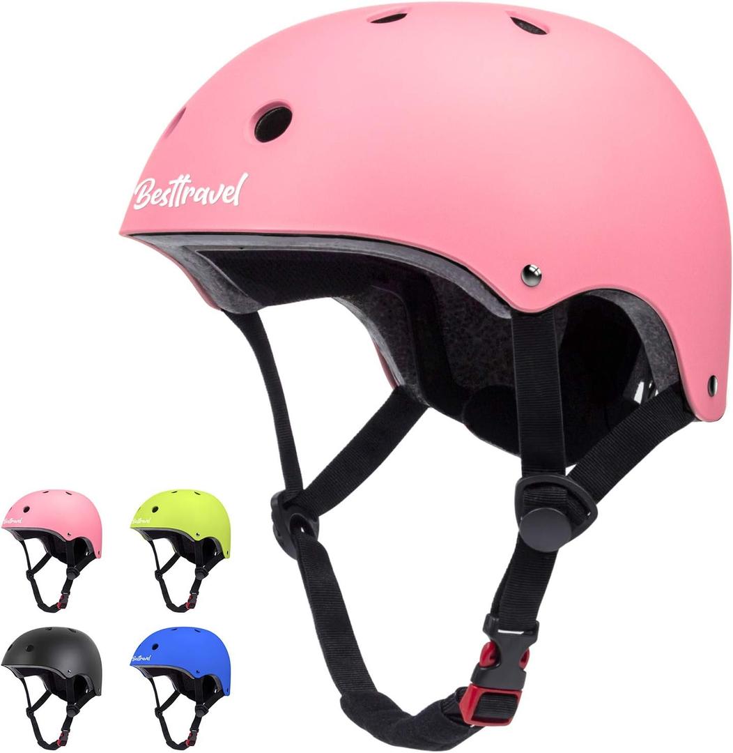 Besttravel Kids Helmet, Toddler Adjustable Kids Ages 3-8 Years Old Boys Girls Multi-Sports Safety (Pink)