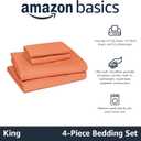Amazon Basics Lightweight Super Soft Easy Care Microfiber 4-Piece Bed Sheet Set, King, Brick, Solid