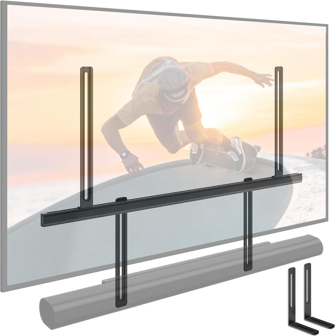 monTEK Soundbar Mount up to 22 lbs fits Sonos Arc/Arc Ultra/Beam/Ray/Playbar, Bose Soundbar, Samsung & Sony & LG & JBL, Adjustable Soundbar Mount Under TV, Black