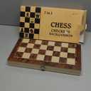 Folding Storage Wooden Chess Board Sets - 3 in 1 Chess Board Game for Adults and Kids (Backgammon, Checkers), Exquisite Wooden Chess Set