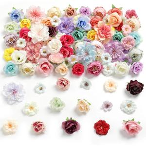 102pcs Small Silk Rose Flower Heads Mini Multicolor Mix Artificial Roses Flower Heads for DIY Cake Crafts Wedding Centerpieces, Graduation Cap Wreath Hair Dresses Home Party Decorations