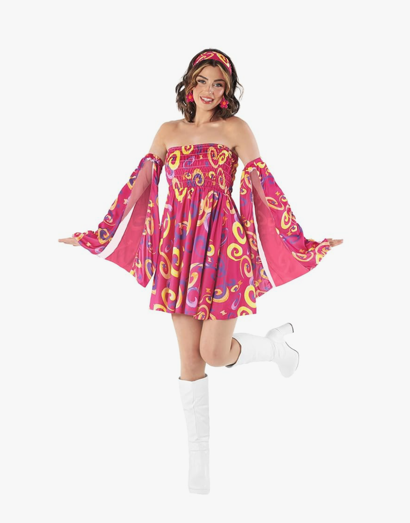 fun shack Go Go Girl Costume Women Disco Dress, 70s Gogo Outfit for Women, Retro Party Wear, Fun Dance Attire Size XL