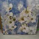 Bathroom Decor Farmhouse White Flowers Wall Art Boho Floral Painting Picture Canvas Print Framed Blue Artwork Poster for Bedroom Office Decoration 20"x20"